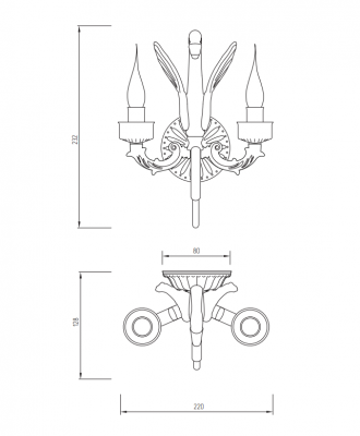 MIGLIORE Luxor 26155 светильник настенный двойной (малая розетка), золото