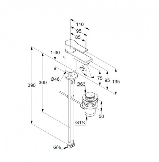 Смеситель для раковины KLUDI ZENTA SL хром 482600565