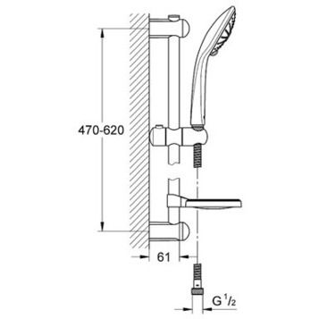 Grohe Euphoria 27243001 душевой гарнитур Massage 60 см (9,4 л/мин), хром