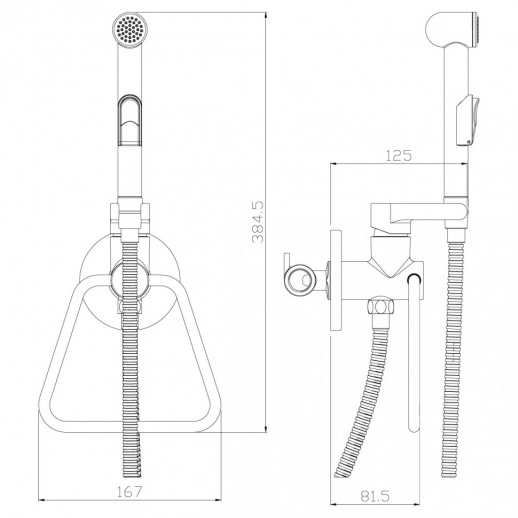 Смеситель Rossinka X25-55 с гигиеническим душем встраиваемый