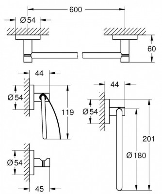 Набор аксессуаров GROHE Essentials (4 предмета), хром (40776001)