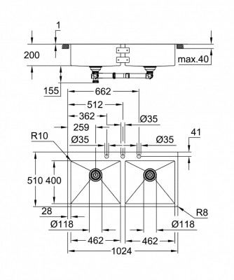 Мойка GROHE K800, нержавеющая сталь (31585SD1)