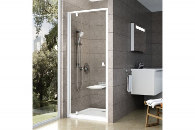 RAVAK Pivot 03G40100Z1 душевая дверь одноэлементная PDOP1-80, ручки хром, белая/транспарент/стекло