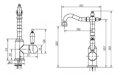 Boheme Medici Ripresa 302 смеситель для раковины высокий, бронза