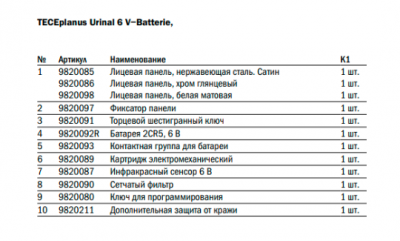 TECE TECEplanus. ИК-сенсор для Urinal, 6В