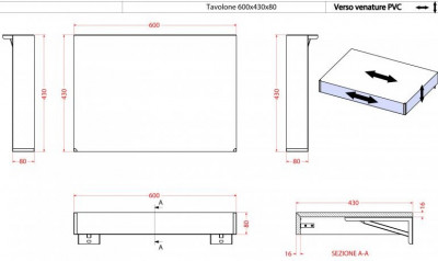 Консоль под раковину Cezares Tavolone 60х43 светлое дерево (41579)