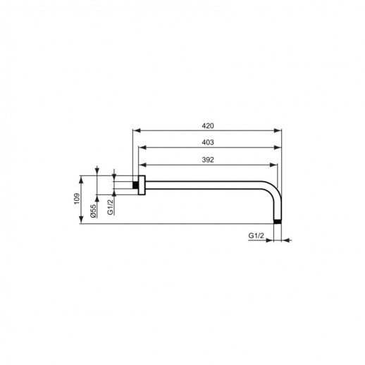 Ideal Standard IdealRain B9445AA держатель верхнего душа 400 мм, хром