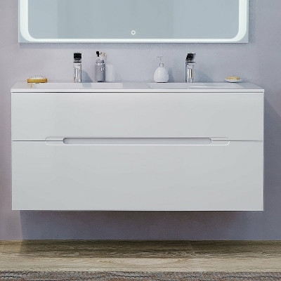 Тумба под раковину Jorno Modul 120 Mоl.01.122/P/W подвесная белый глянец