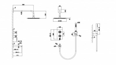 Душевой комплект встраиваемый Bronze de Luxe 1760'S LOFT матовый хром (6630CC)