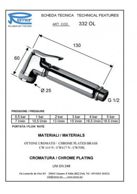 Душ-пистолет Remer RR 332 OLх, хром