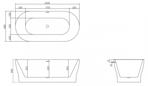 Акриловая ванна BelBagno BB405-1500-800