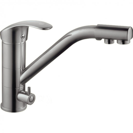 Смеситель для кухни Haiba HB4321-5 с подключением к фильтру поворотным изливом и аэратором (латунь) сатин