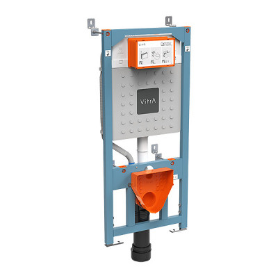 Комплект унитаза с инсталляцией Vitra Integra Square 9856B003-7206 с сиденьем микролифт и клавишей смыва хром