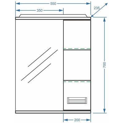 Зеркало со шкафом в ванную Stella Polar Фиора 55 SP-00000209 белое