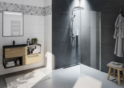 Душевая перегородка Riho Novik Z400 100 G003031120 (GZ4100000) пр-ль хром стекло прозрачное