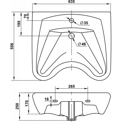 Раковина DS Y1 635х556х250 мм с кронштейнами