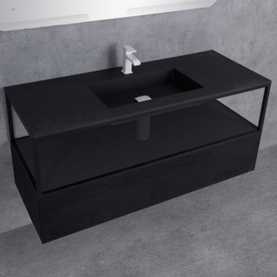 Тумба Cezares Cadro 120 CADRO-120-1C-SO-NR-BLUM подвесная черная матовая