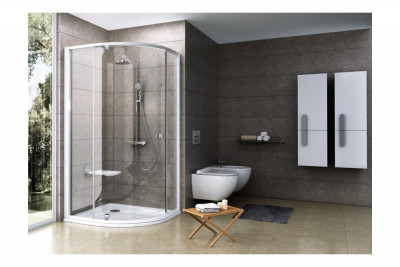 RAVAK Pivot 37677100Z1 душевой уголок полукруглый трехэлементный PSKK3-90 белый/транспарент/стекло