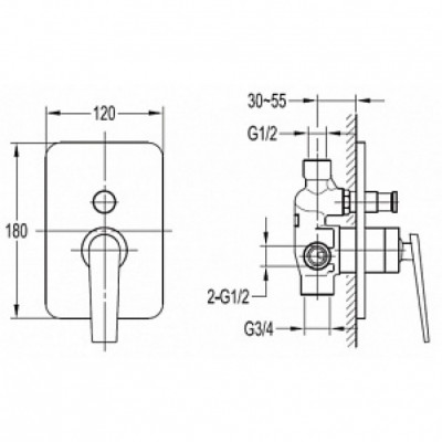 Смеситель Cezares Baden BADEN-VDIM-01 для ванны и душа