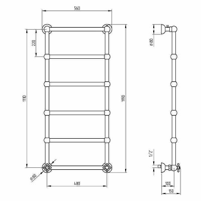 Водяной полотенцесушитель Migliore Colosseum 119х56 20291 бронза лесенка
