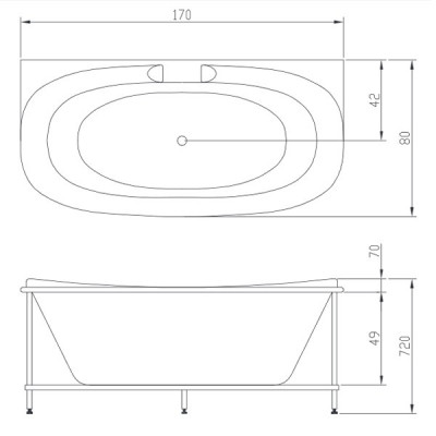 Акватика Ренессанс Базик ванна с гидромассажем, 170 см х 80 см