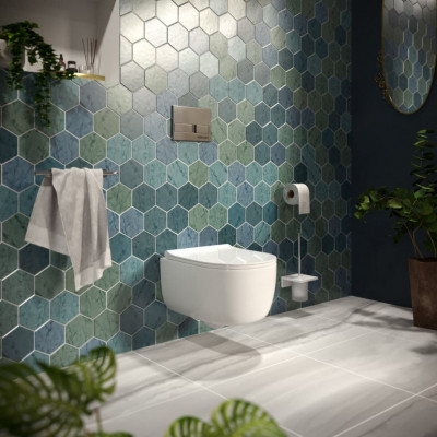 Инсталляция BERGES для скрытого монтажа NOVUM L2 с кнопкой матовый хром