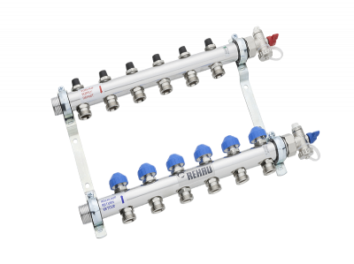 Коллектор распределительный Rehau HKV 1"х3/4"ЕК 4 вых. нерж. сталь без расходомеров (12180411001)