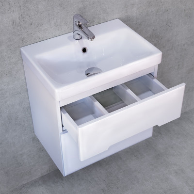 Тумба под раковину Jorno Moduo Slim 50 Mod.01.50/P/W подвесная белый глянец