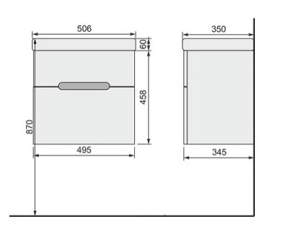 Тумба под раковину Jorno Moduo Slim 50 Mod.01.50/P/W подвесная белый глянец