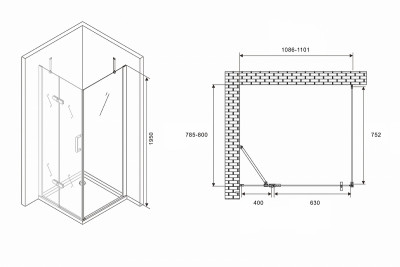 Душевой уголок Abber Zart 110x80 AG08110-S81 п-ль хром стекло прозрачное