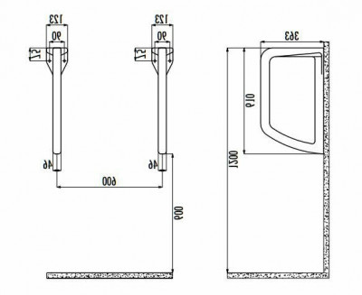 Перегородка для писсуара Creavit TP660 - белая, фарфор, 61 см  