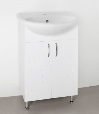 Тумба Style Line Эко Фьюжн №9 55 (ЛС-00000073) с раковиной, белая 