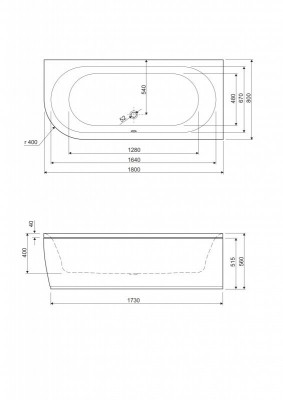 Акриловая ванна CEZARES METAURO CORNER-180-80-40-R