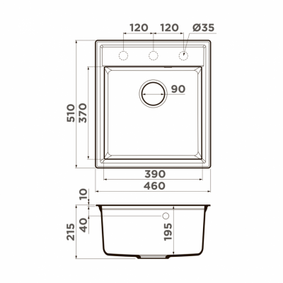 Мойка OMOIKIRI DAISEN 46-BL Artgranit Черный прямоугольная 460x510 (4993614)
