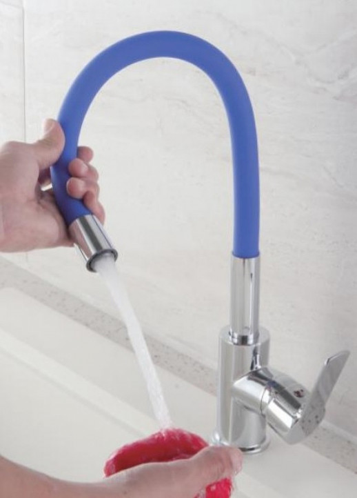 Смеситель для кухни Haiba HB70112-4 (латунь) хром, синий