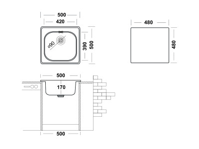 Кухонная мойка UKINOX Спектр SPM500.500 -GT6K -C, 50*50