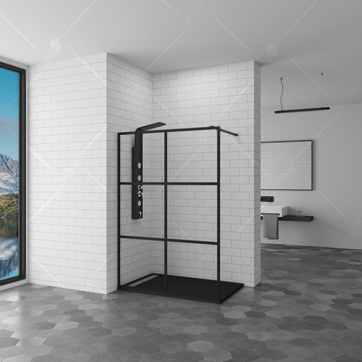 Душевая перегородка RGW Walk In WA-11-B 100 прозрачная профиль черный