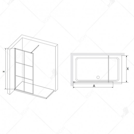Душевая перегородка RGW Walk In WA-11-B 100 прозрачная профиль черный