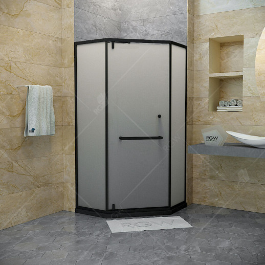 Душевой уголок RGW Hotel HO-084B 100х100 350608400-24 матовый-сатинат профиль черный призма
