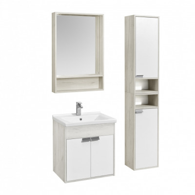 Зеркальный шкаф Aquaton Флай 60 белый, дуб крафт (1A237602FA860), для ванной