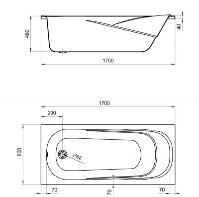 Акриловая ванна Santek Касабланка XL 170х80 прямоугольная белая 1WH302441