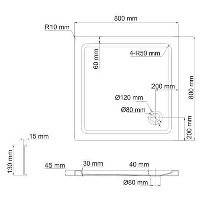 WasserKRAFT Amper 29T02 душевой поддон, квадрат
