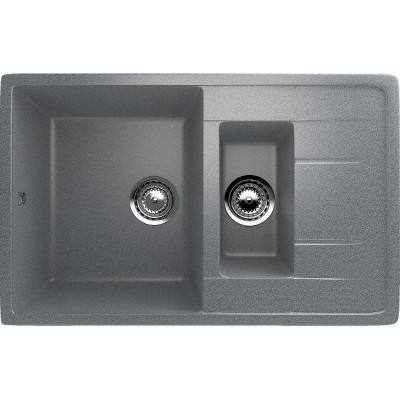 Кухонная мойка Ulgran Classic U-205-302 прямоугольная 770х495х195 две чаши с левым крылом песочная