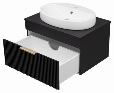 Тумба под раковину Brevita Enfida 70 подвесная черная ENF-06070-0241Я