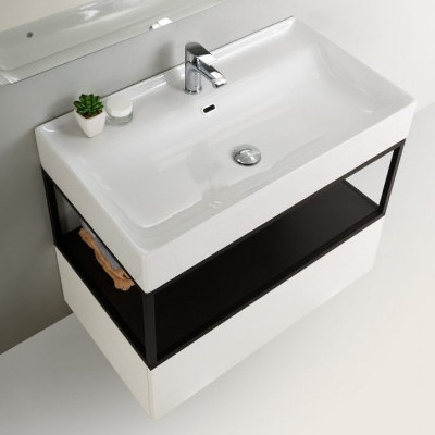 Тумба Cezares Cadro 80 CADRO-80-1C-SO-BG-BLUM подвесная белый глянец