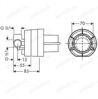 Hansgrohe 13620180 скрытая часть смесителя для душа