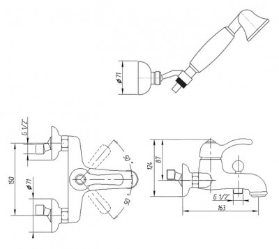 MIGLIORE Lem Svarovski 18890 смеситель для ванны, золото