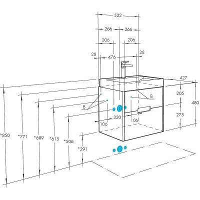 Тумба под раковину Aquaton Оливия 55 1A254201OLUG0 подвесная грей дуб ойстер