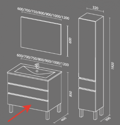 SanVit КУБЭ-3 тумба с раковиной 80 см