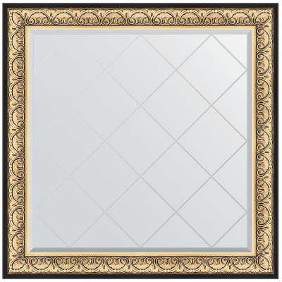 Зеркало настенное Evoform ExclusiveG 110х110 BY 4466 с гравировкой в багетной раме Барокко золото 106 мм